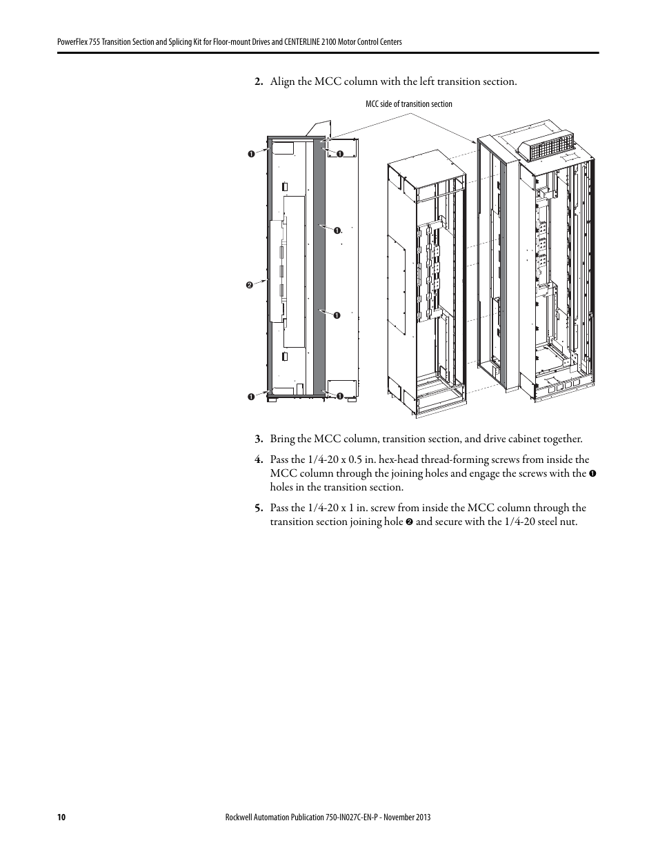 Rockwell Automation 21G PowerFlex 755 Transition Section and Splicing Kit User Manual | Page 10 / 26