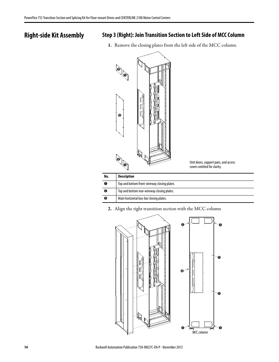 Right-side kit assembly | Rockwell Automation 21G PowerFlex 755 Transition Section and Splicing Kit User Manual | Page 14 / 26