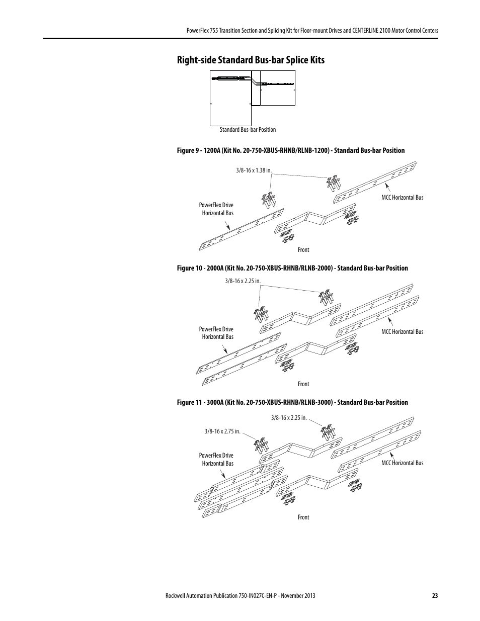 Right-side standard bus-bar splice kits | Rockwell Automation 21G PowerFlex 755 Transition Section and Splicing Kit User Manual | Page 23 / 26