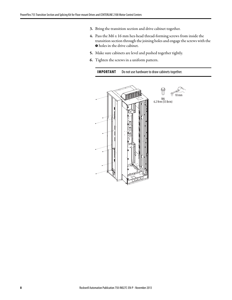 Rockwell Automation 21G PowerFlex 755 Transition Section and Splicing Kit User Manual | Page 8 / 26