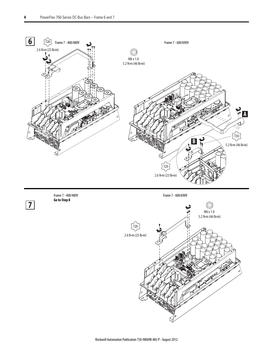 Rockwell Automation 20G PowerFlex 750-Series DC Bus Bar Installation - Frames 6 and 7 User Manual | Page 4 / 6