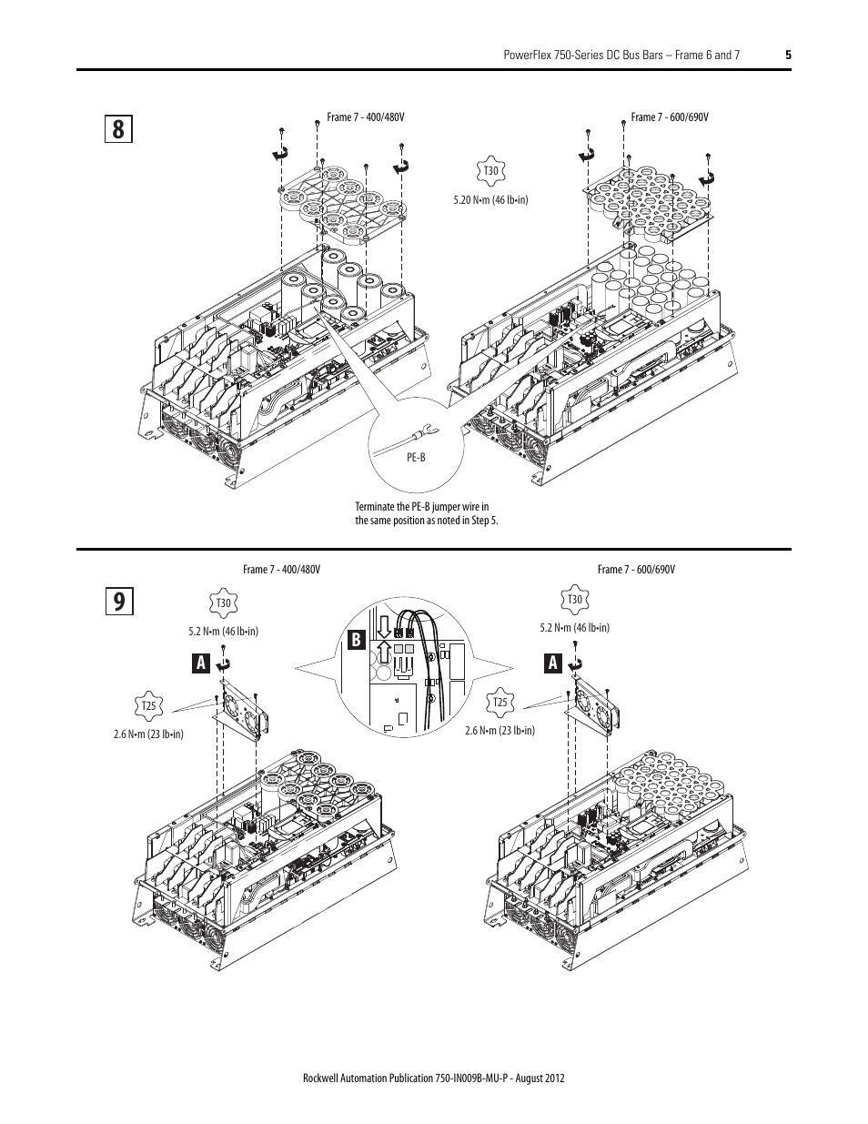 Rockwell Automation 20G PowerFlex 750-Series DC Bus Bar Installation - Frames 6 and 7 User Manual | Page 5 / 6