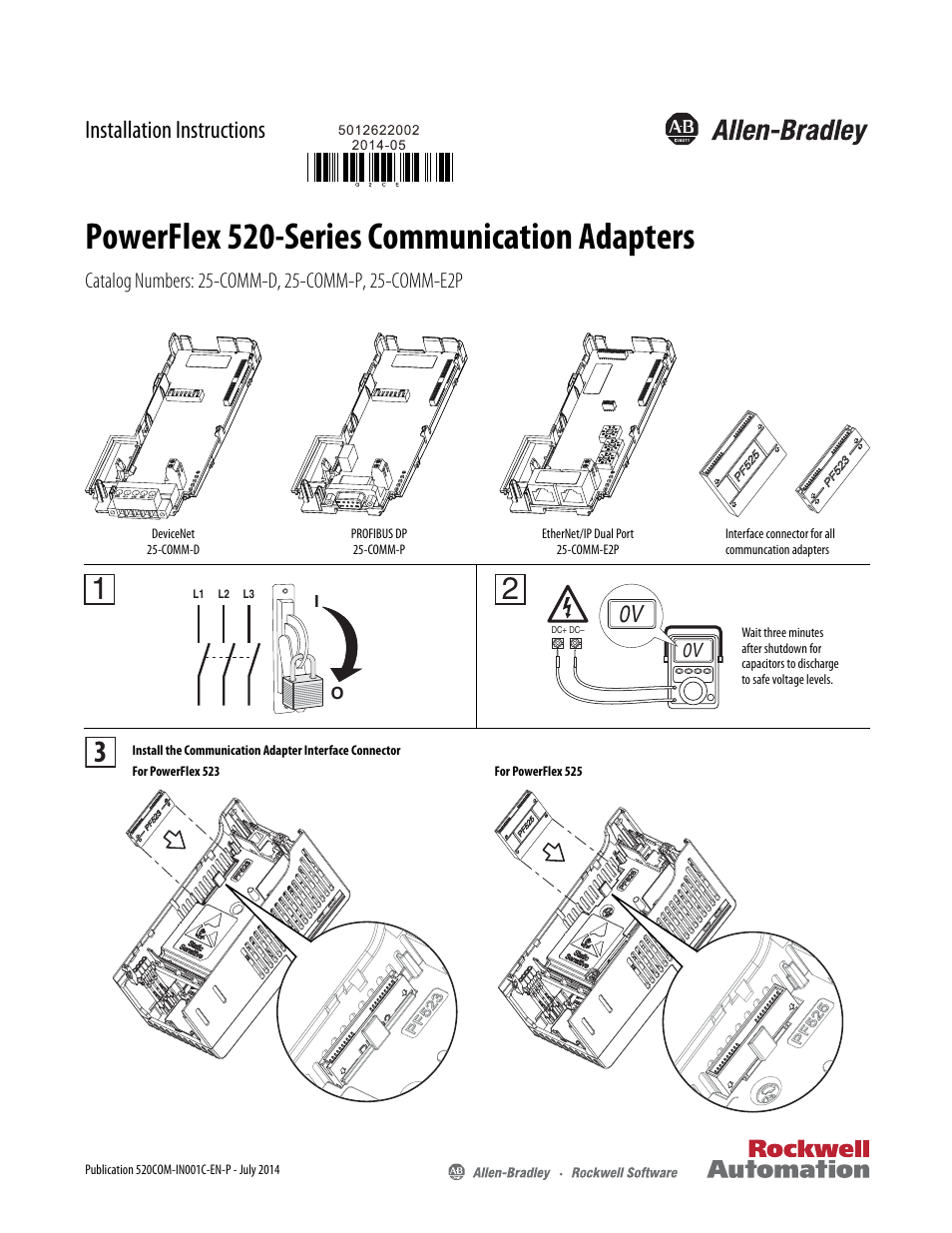 Rockwell Automation 25-COMM-E2P PowerFlex 520-Series Communication Adapters User Manual | 2 pages