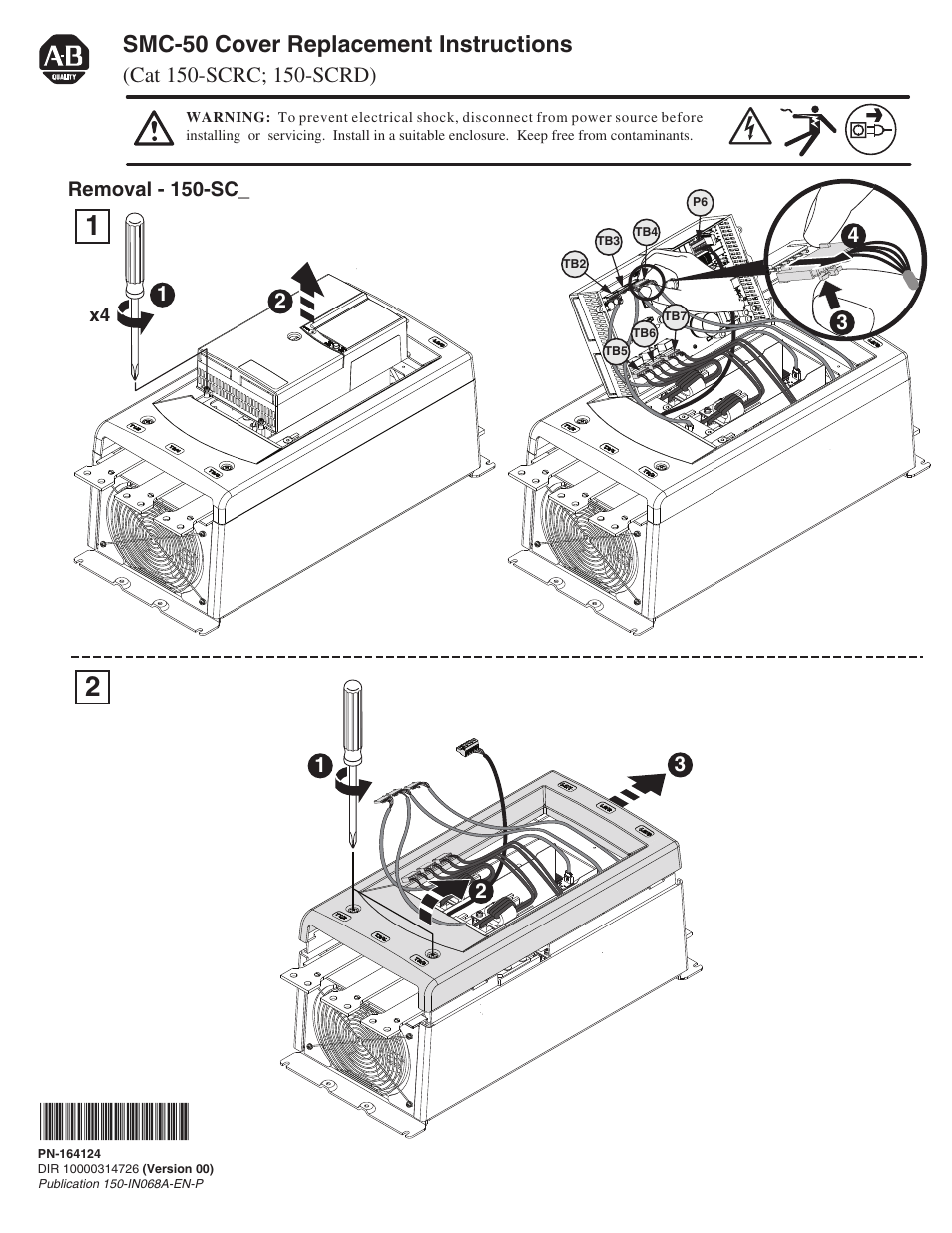 Rockwell Automation 150-SCRC SMC-50 Soft Starter Cover Replacement User Manual | 6 pages