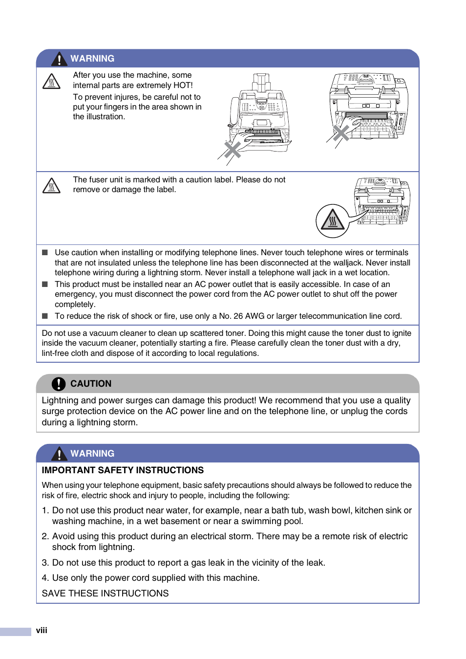 Brother FAX2820 User Manual | Page 10 / 161