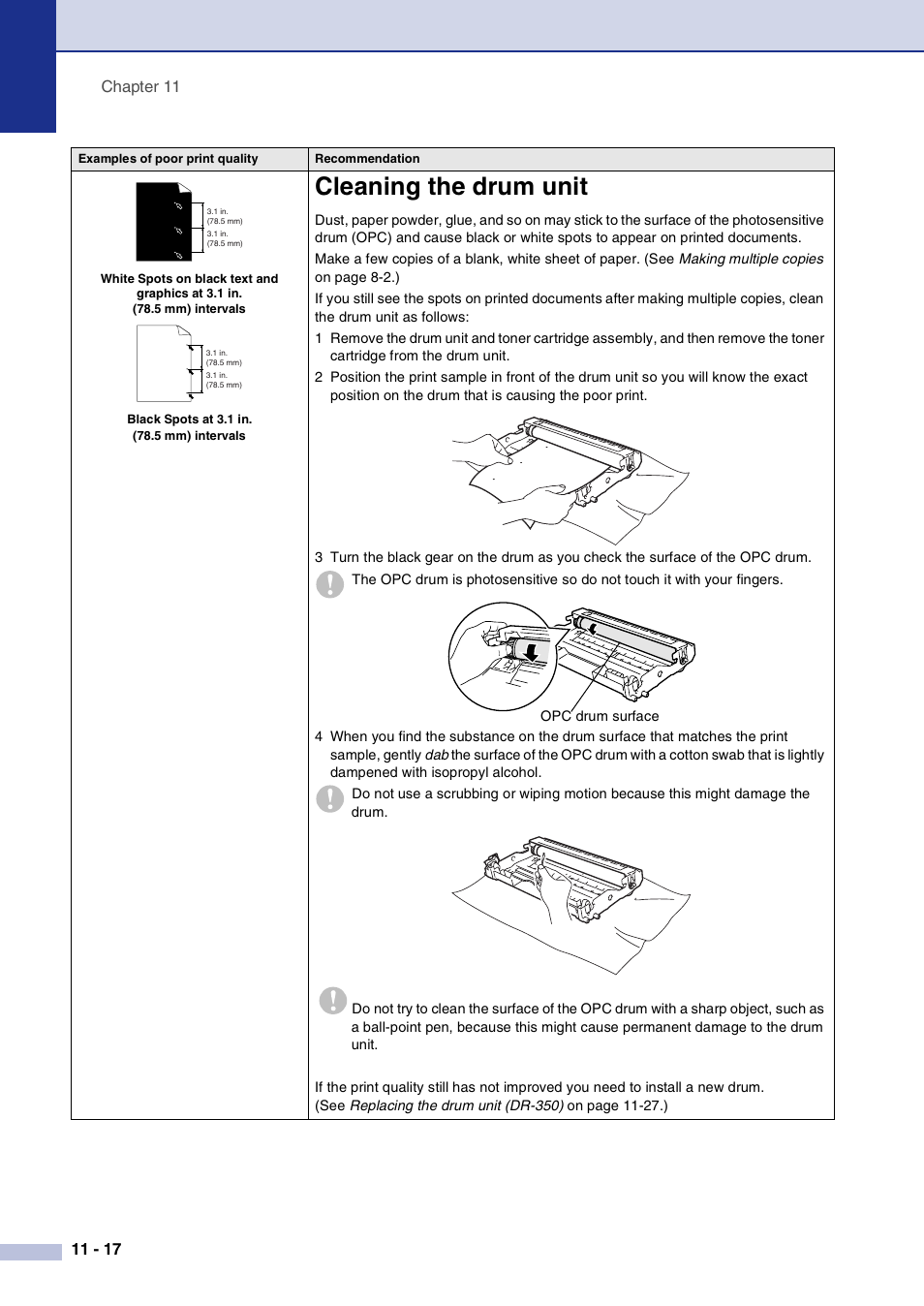 Cleaning the drum unit, Cleaning the drum unit -17 | Brother FAX2820 User Manual | Page 105 / 161