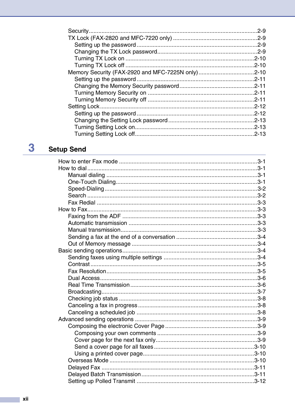 Brother FAX2820 User Manual | Page 14 / 161