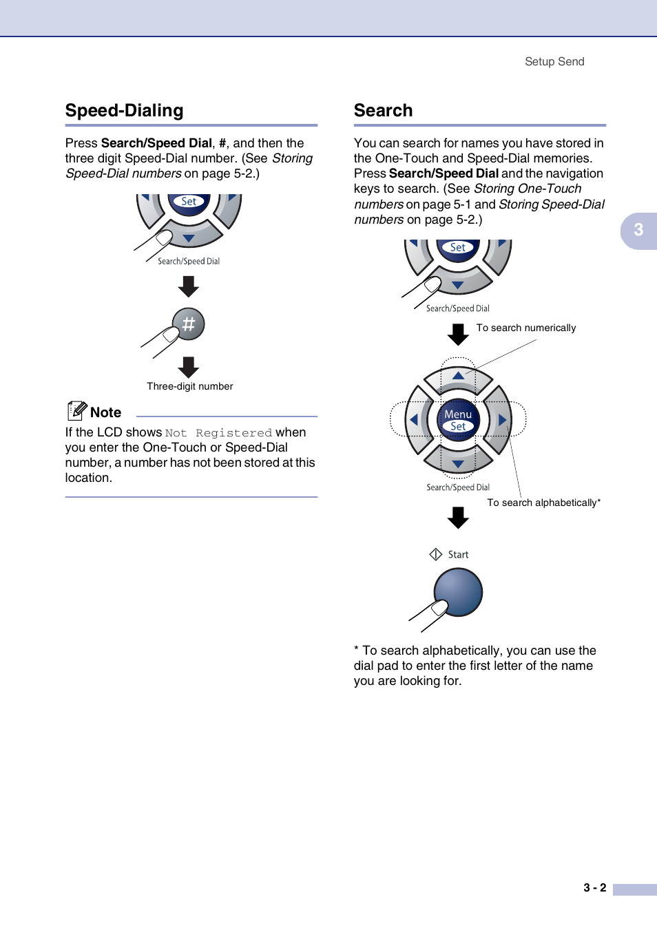 Speed-dialing, Search, Speed-dialing -2 search -2 | 3speed-dialing | Brother FAX2820 User Manual | Page 46 / 161