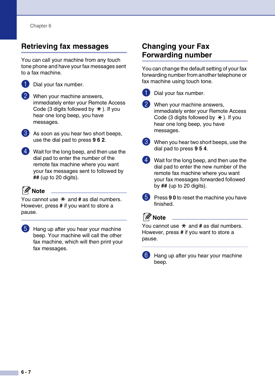 Retrieving fax messages, Changing your fax forwarding number | Brother FAX2820 User Manual | Page 73 / 161