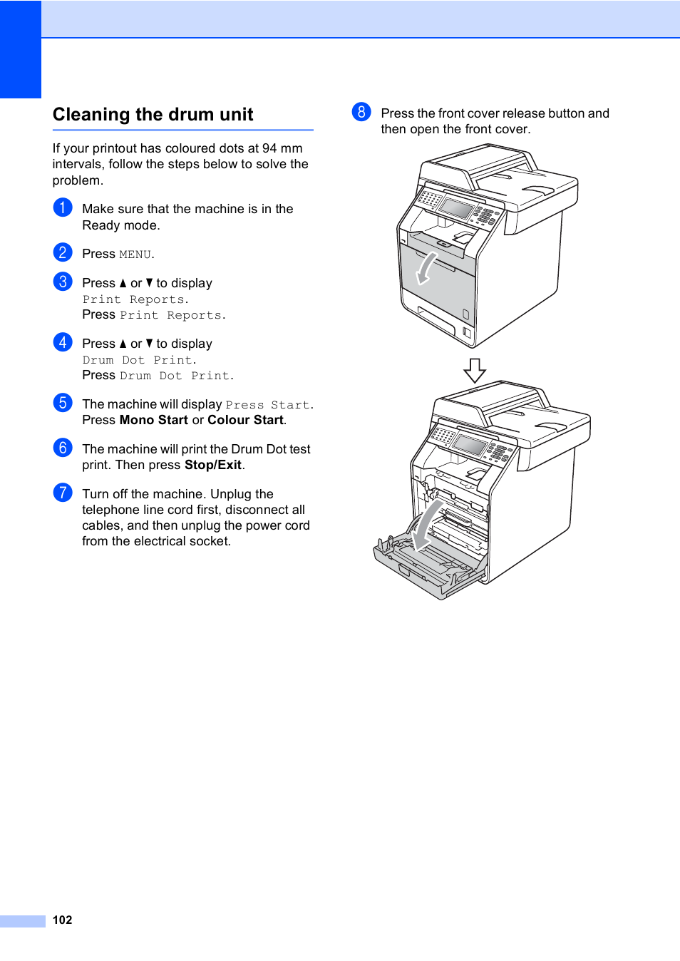 Cleaning the drum unit | Brother MFC 9970CDW User Manual | Page 110 / 218