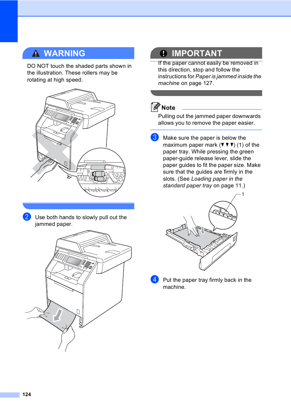 Warning, Important | Brother MFC 9970CDW User Manual | Page 132 / 218
