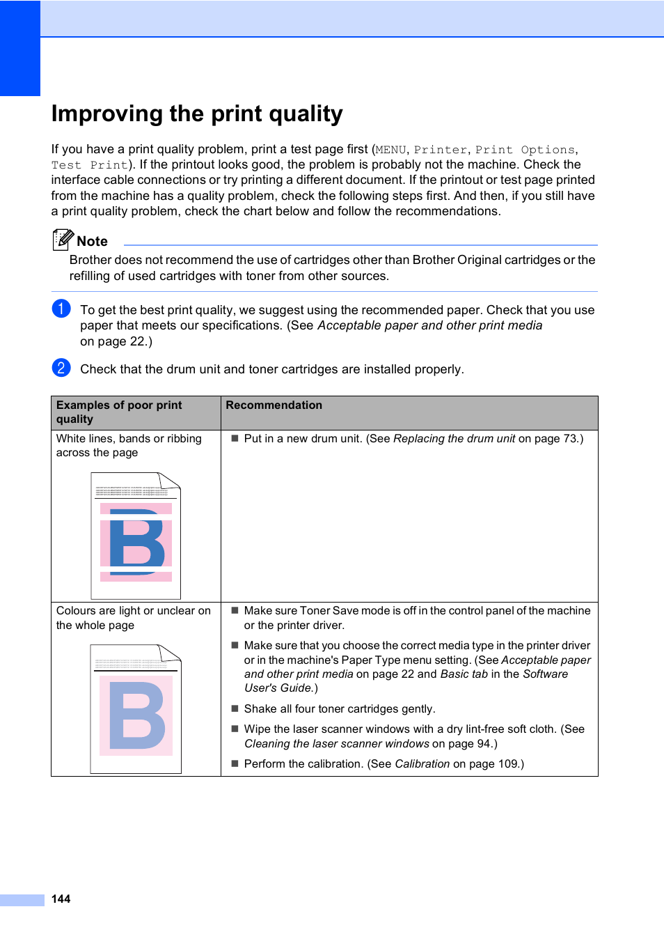 Improving the print quality | Brother MFC 9970CDW User Manual | Page 152 / 218