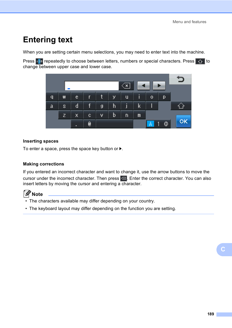 Entering text | Brother MFC 9970CDW User Manual | Page 197 / 218