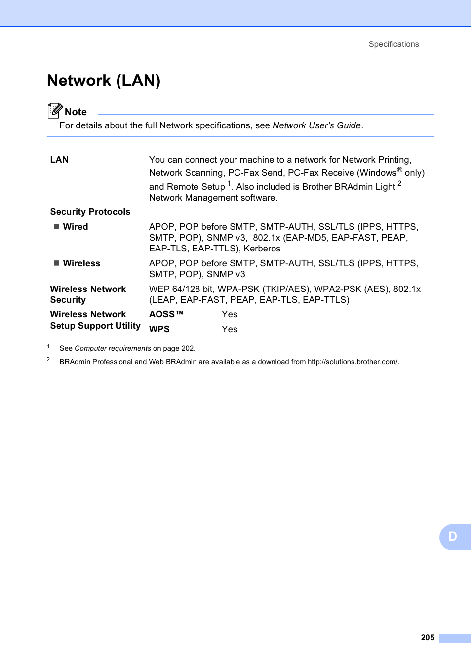 Network (lan) | Brother MFC 9970CDW User Manual | Page 213 / 218