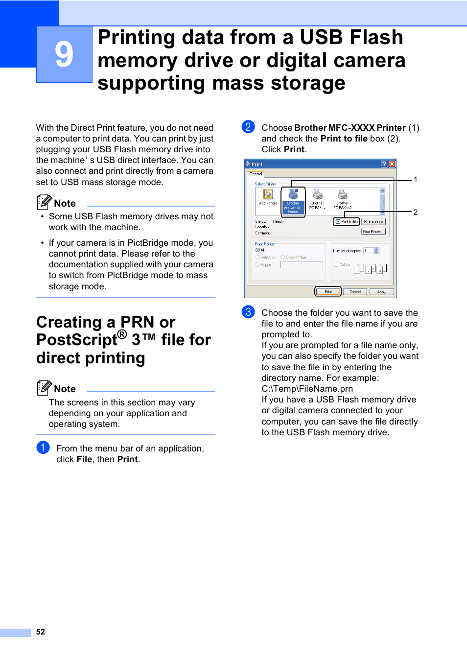 Creating a prn or postscript, 3™ file for direct printing | Brother MFC 9970CDW User Manual | Page 60 / 218