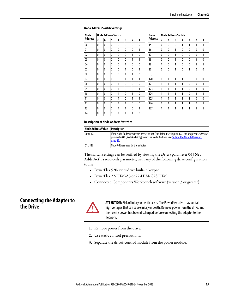 Connecting the adapter to the drive | Rockwell Automation 25-COMM-P PowerFlex PROFIBUS DPV1 Adapter User Manual | Page 15 / 94