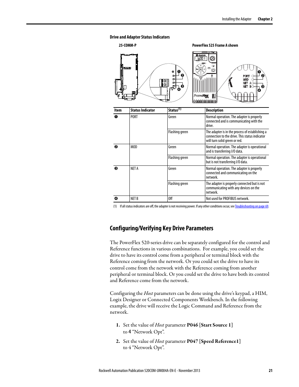 Configuring/verifying key drive parameters | Rockwell Automation 25-COMM-P PowerFlex PROFIBUS DPV1 Adapter User Manual | Page 21 / 94