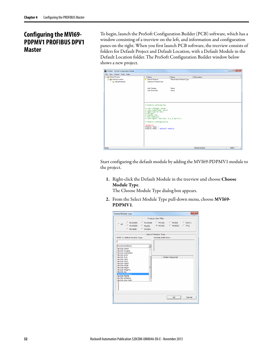 Configuring the mvi69- pdpmv1 profibus dpv1 master, Configuring the mvi69-pdpmv1 profibus dpv1 master | Rockwell Automation 25-COMM-P PowerFlex PROFIBUS DPV1 Adapter User Manual | Page 32 / 94