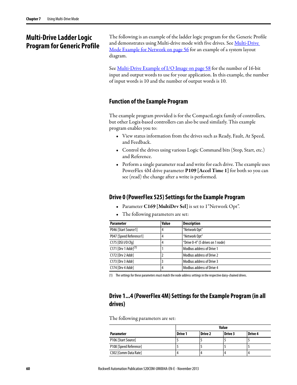 Function of the example program | Rockwell Automation 25-COMM-P PowerFlex PROFIBUS DPV1 Adapter User Manual | Page 60 / 94