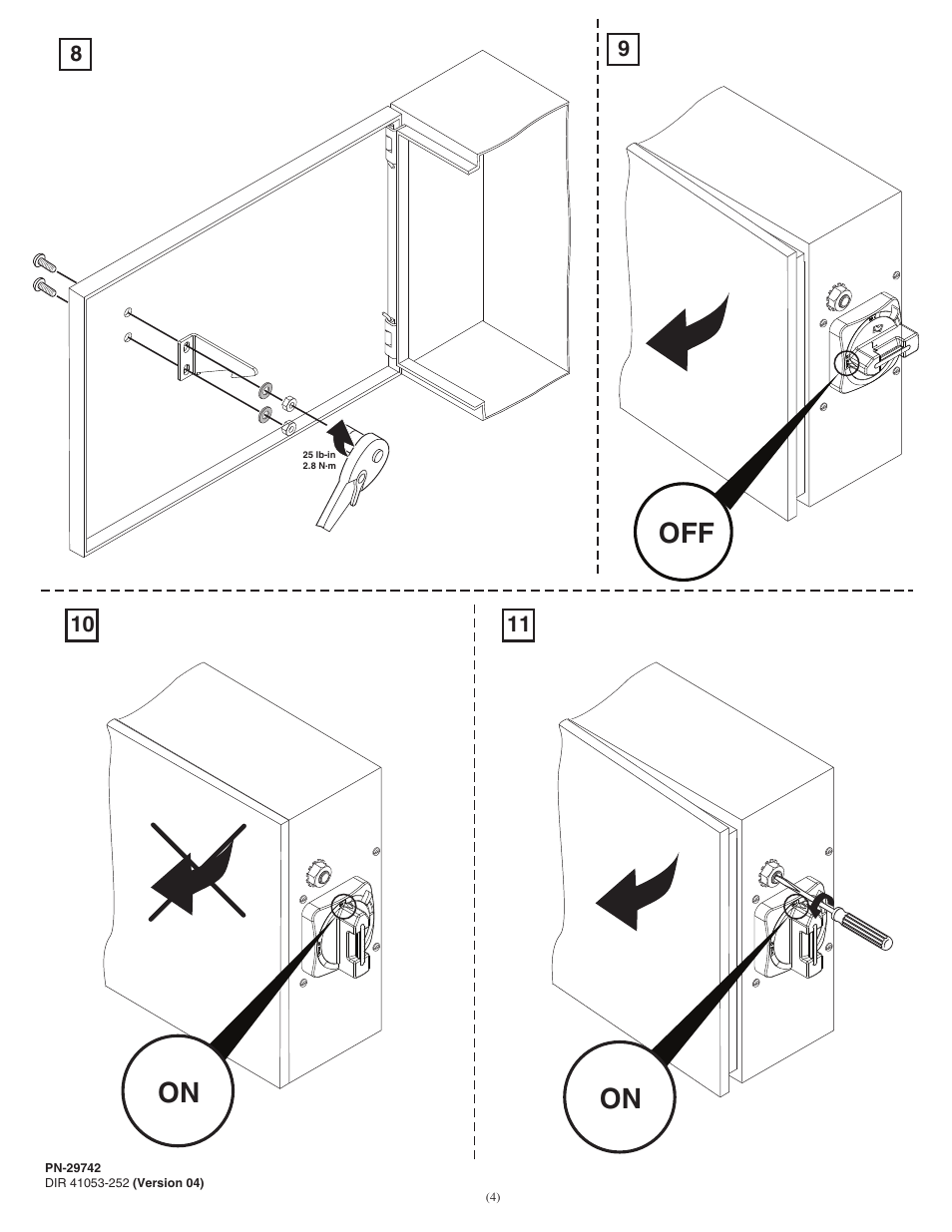 Off on on | Rockwell Automation 194RS-Nxxxx Compliant Side-Mount Disconnect User Manual | Page 4 / 6