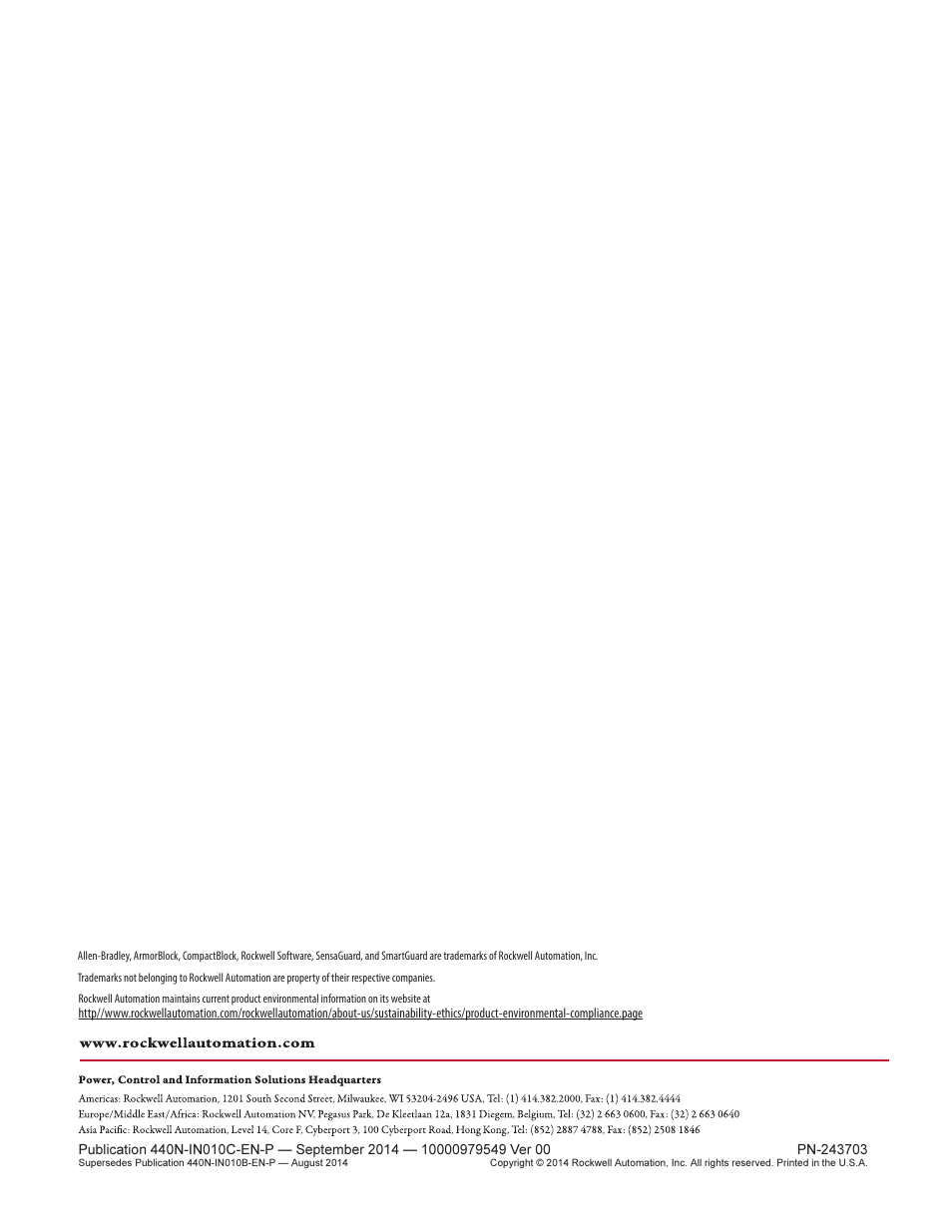 Rockwell Automation 440N SensaGuard 18 mm Plastic Barrel Installation Instructions User Manual | Page 8 / 8
