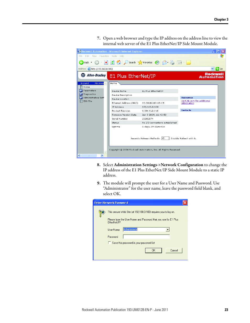 Rockwell Automation 193-ETN E1 Plus EtherNet Side Mount Module User Manual User Manual | Page 23 / 98