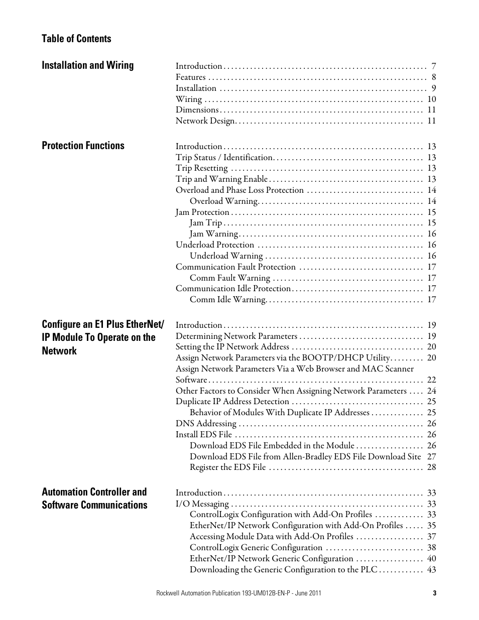 Rockwell Automation 193-ETN E1 Plus EtherNet Side Mount Module User Manual User Manual | Page 3 / 98
