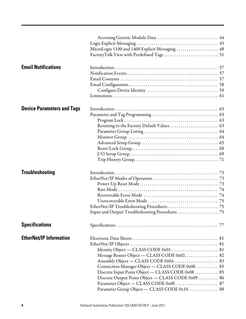 Rockwell Automation 193-ETN E1 Plus EtherNet Side Mount Module User Manual User Manual | Page 4 / 98