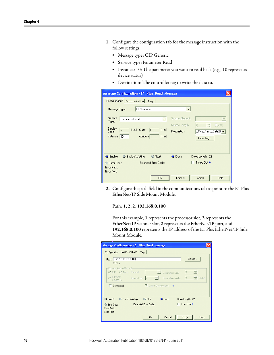 Rockwell Automation 193-ETN E1 Plus EtherNet Side Mount Module User Manual User Manual | Page 46 / 98