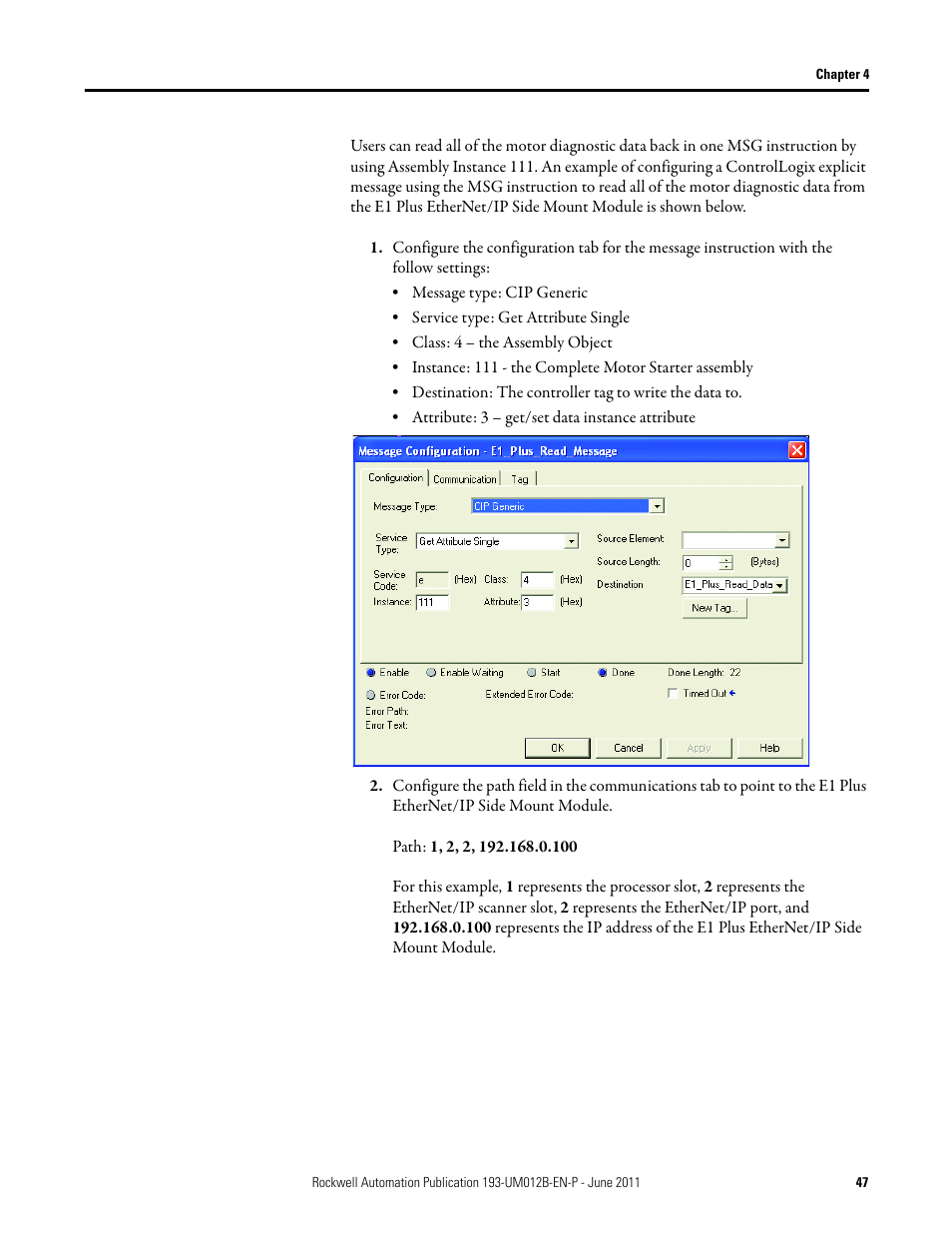 Rockwell Automation 193-ETN E1 Plus EtherNet Side Mount Module User Manual User Manual | Page 47 / 98