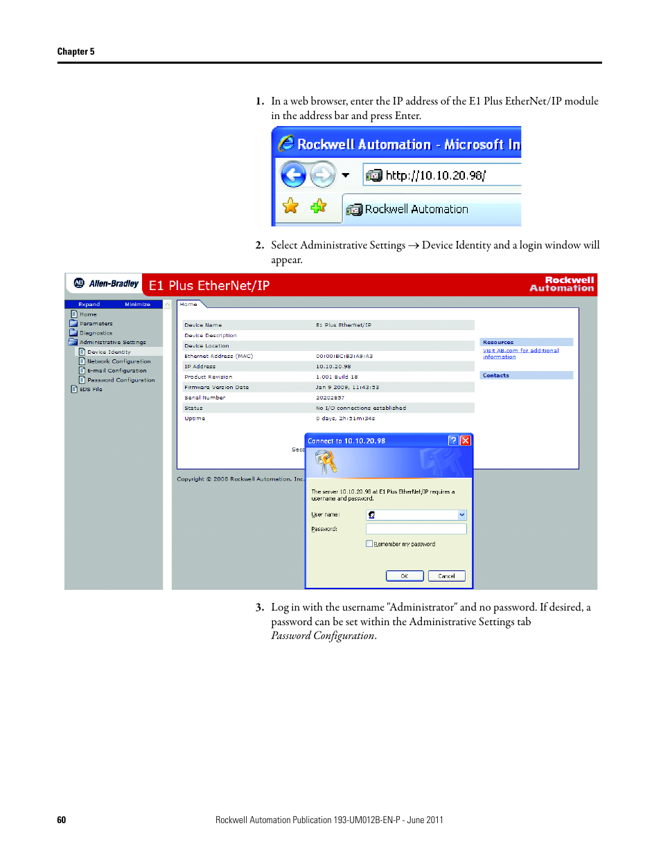 Rockwell Automation 193-ETN E1 Plus EtherNet Side Mount Module User Manual User Manual | Page 60 / 98