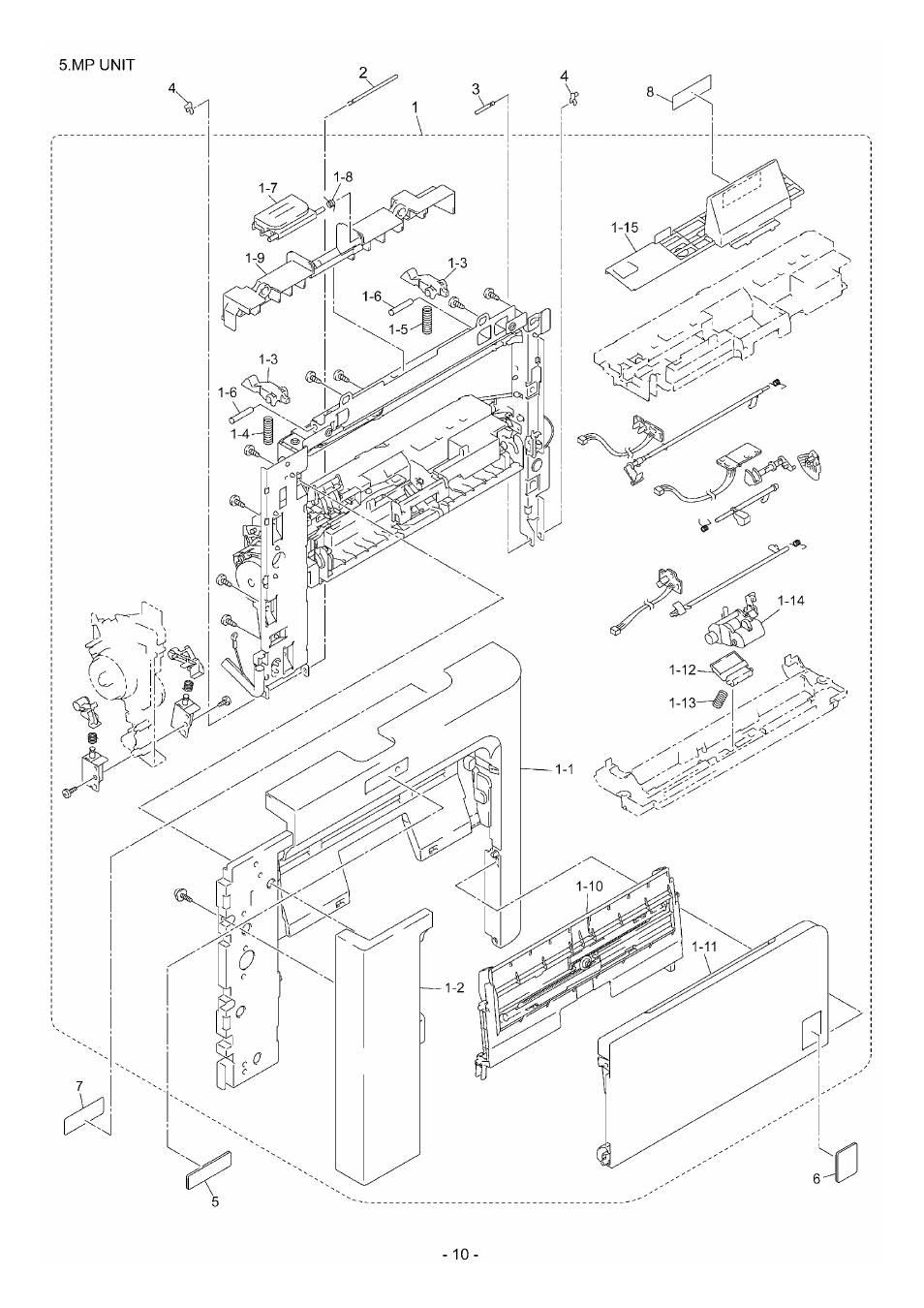 Mp unit, Ref no, Code | Q'ty, Description, Remarks, Lr1768001, Front door unit assy (sp), Lr1601001, Front door main | Brother \ DCP9045CDN User Manual | Page 13 / 40