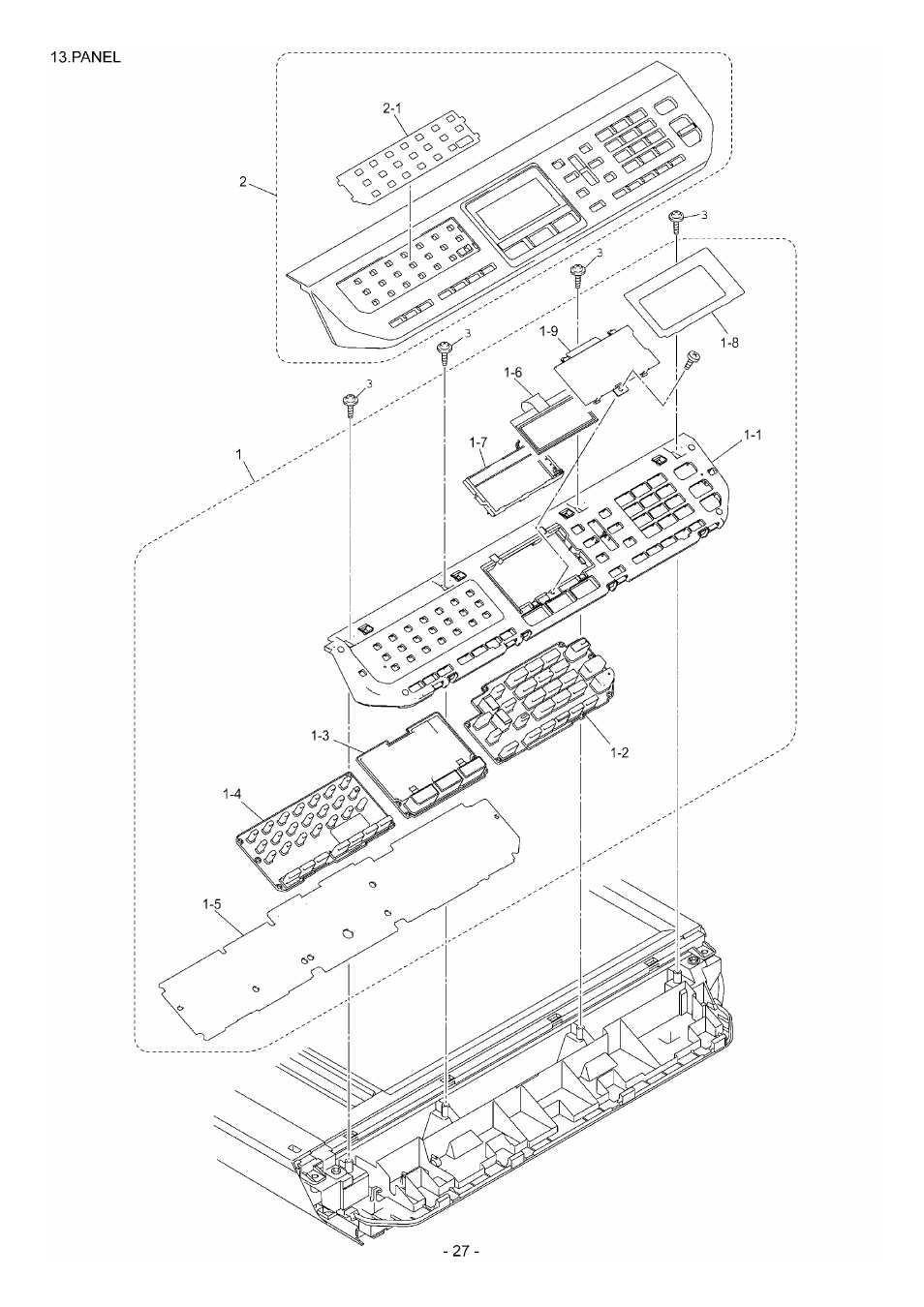 Panel, Ref no, Code | Q'ty, Description, Symbol, Remarks, Lp2786001, Panel unit, mfc9840cdw, Lp2807001 | Brother \ DCP9045CDN User Manual | Page 30 / 40