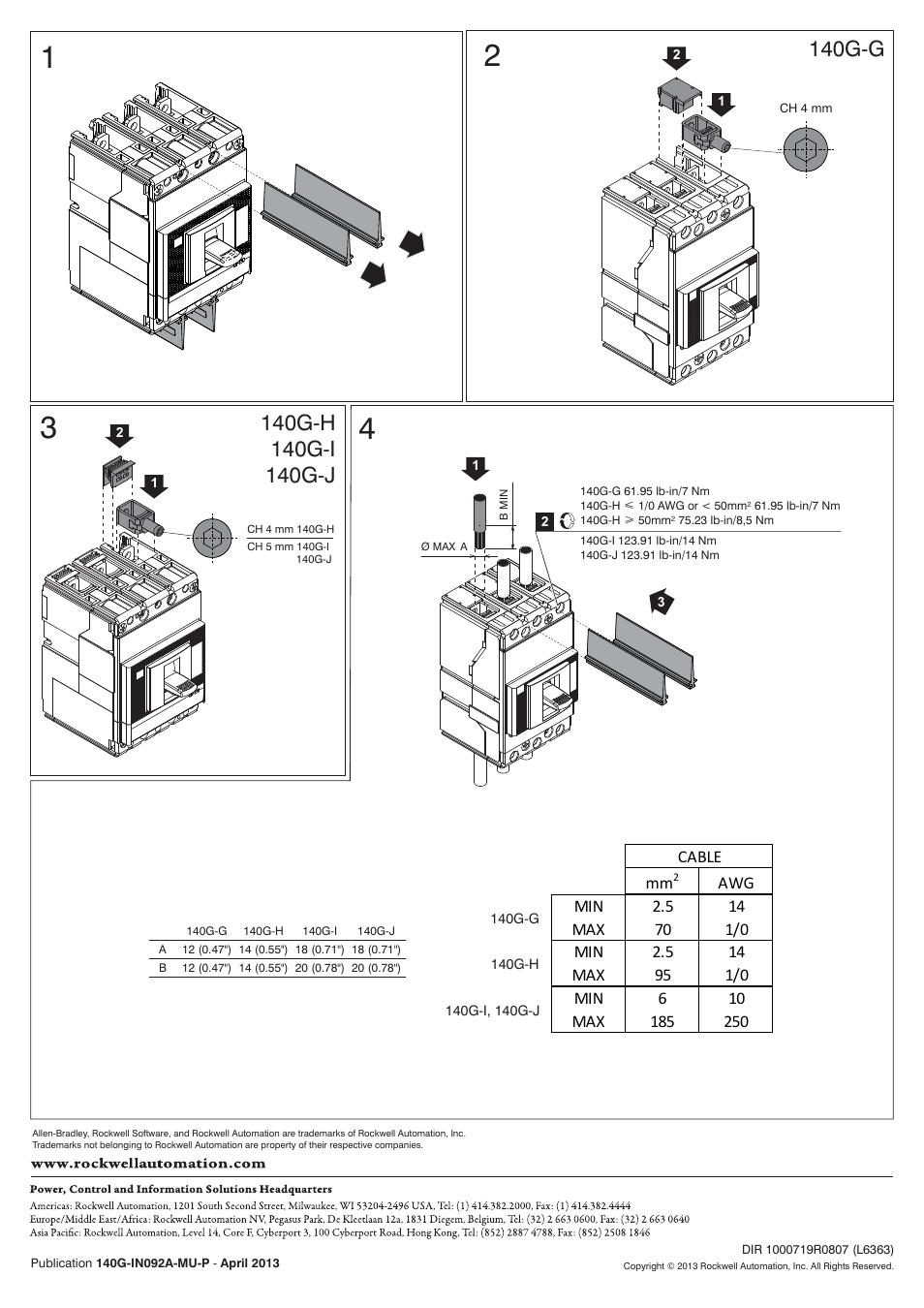 Rockwell Automation 140G-G-TLCx_H-TLCx_I-TLCx_J-TLCx Cu/Copper Terminal Lug Installation User Manual | Page 2 / 2