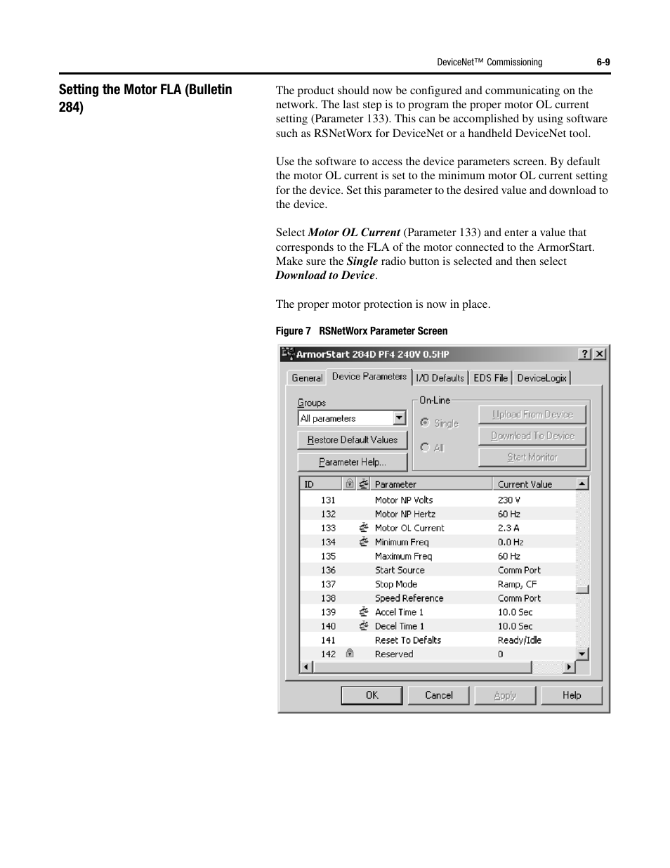 Setting the motor fla (bulletin 284) | Rockwell Automation 284D ArmorStart - Safety Version - User Manual User Manual | Page 147 / 320