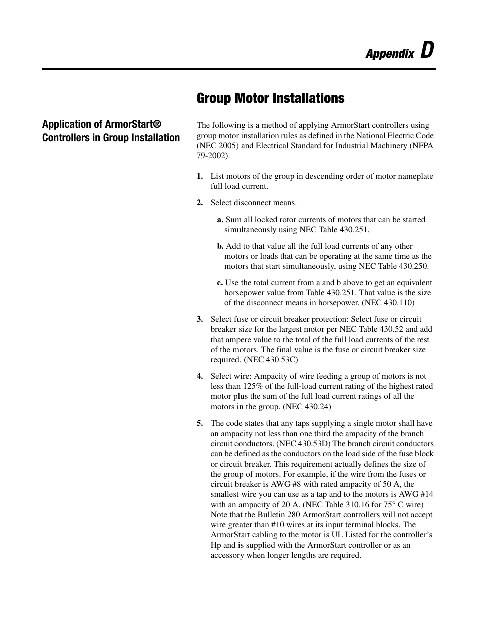 Group motor installations, Appendix | Rockwell Automation 284D ArmorStart - Safety Version - User Manual User Manual | Page 281 / 320