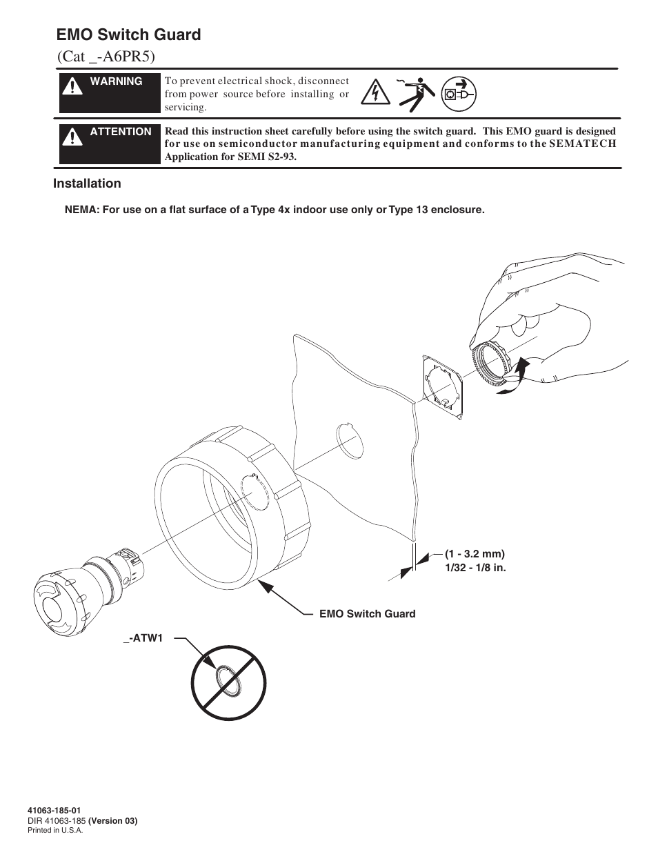 Rockwell Automation 800F-A6PR5 EMO Switch Guard User Manual | 2 pages