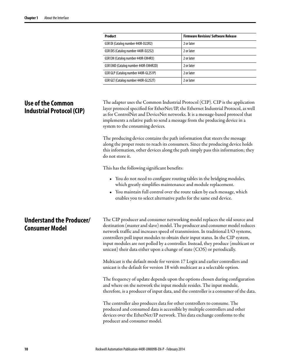 Use of the common industrial protocol (cip), Understand the producer/ consumer model, Understand the producer/consumer model | Rockwell Automation 440R Guardmaster EtherNet/IP Network Interface User Manual User Manual | Page 10 / 64