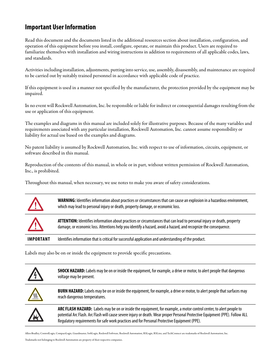 Important user information | Rockwell Automation 440R Guardmaster EtherNet/IP Network Interface User Manual User Manual | Page 2 / 64