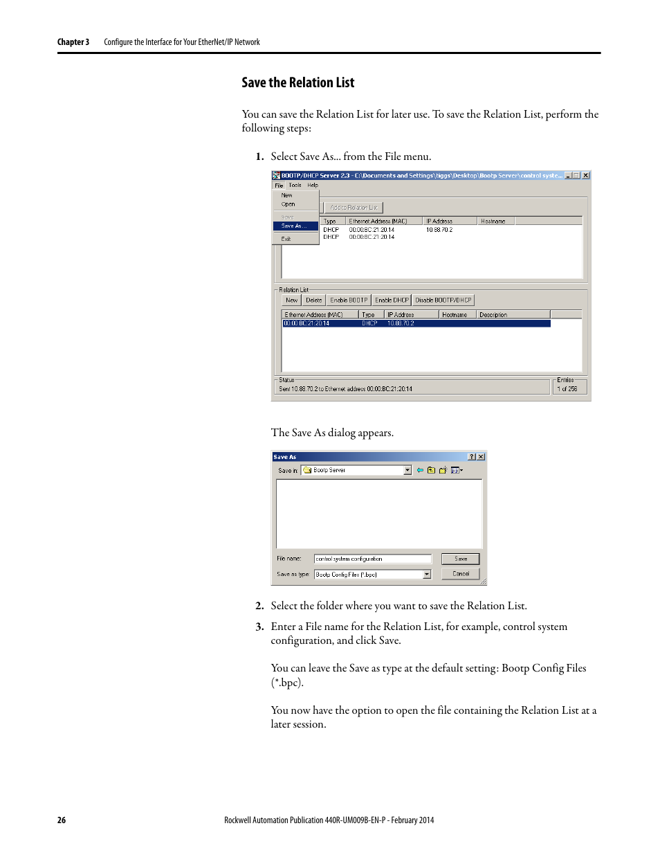 Save the relation list | Rockwell Automation 440R Guardmaster EtherNet/IP Network Interface User Manual User Manual | Page 26 / 64