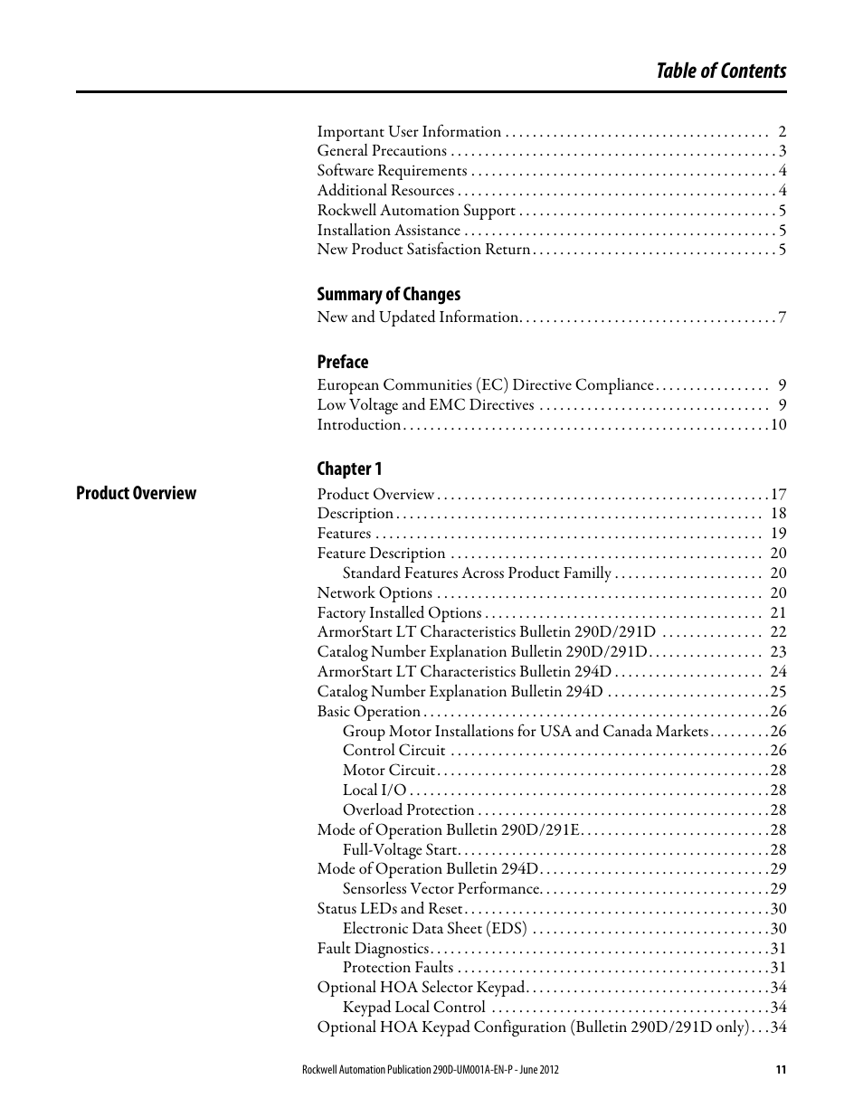 Rockwell Automation 294D ArmorStart LT Distributed Motor Controller DeviceNet Version - User Manual User Manual | Page 11 / 254