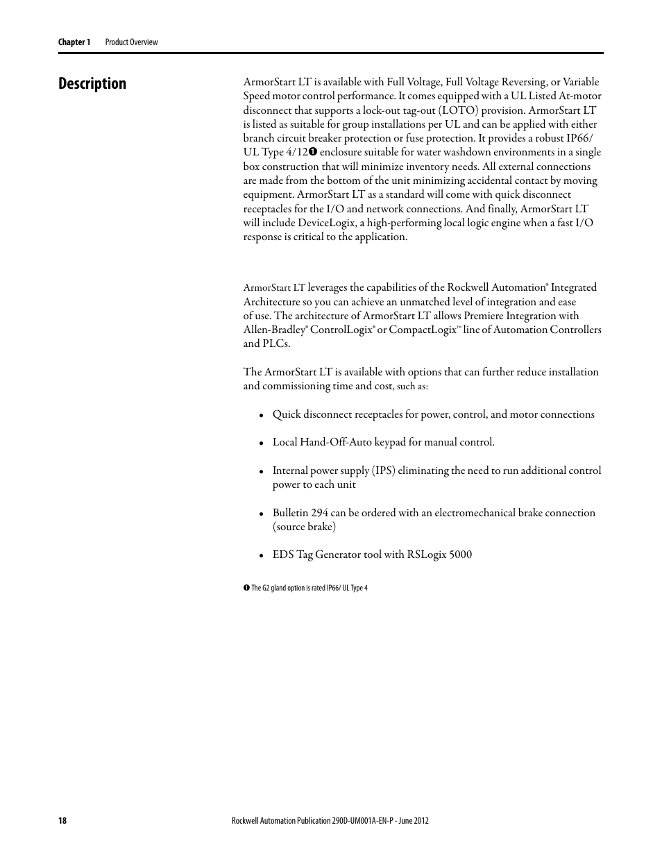 Description | Rockwell Automation 294D ArmorStart LT Distributed Motor Controller DeviceNet Version - User Manual User Manual | Page 18 / 254