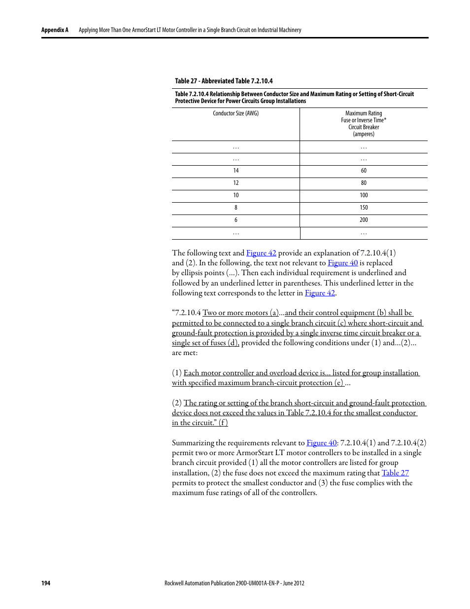 Table 27 | Rockwell Automation 294D ArmorStart LT Distributed Motor Controller DeviceNet Version - User Manual User Manual | Page 194 / 254