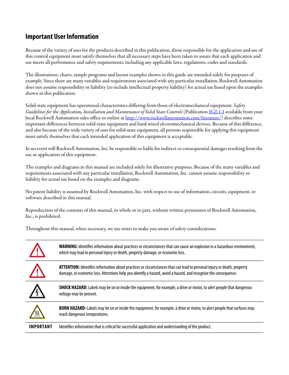 Important user information | Rockwell Automation 294D ArmorStart LT Distributed Motor Controller DeviceNet Version - User Manual User Manual | Page 2 / 254