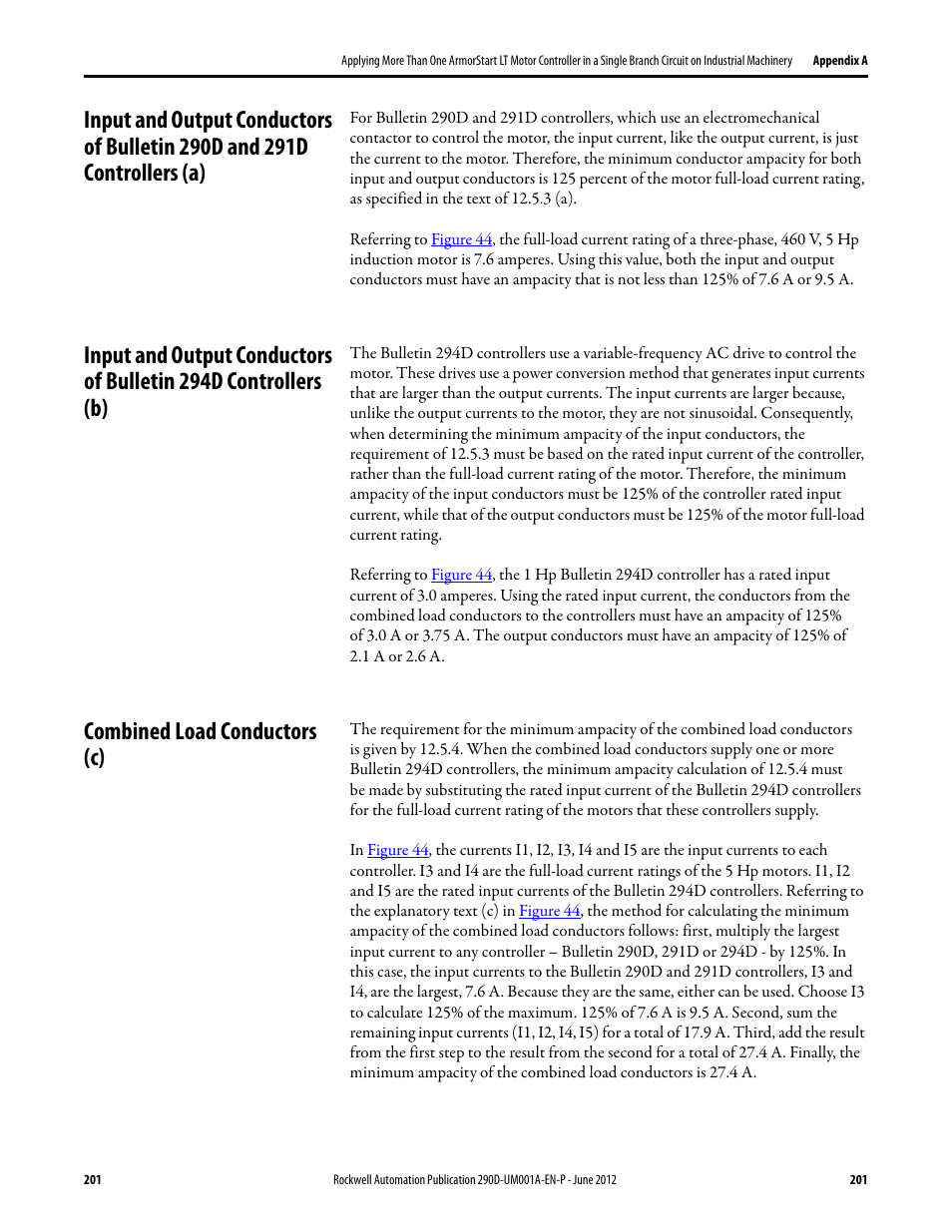 Combined load conductors (c) | Rockwell Automation 294D ArmorStart LT Distributed Motor Controller DeviceNet Version - User Manual User Manual | Page 201 / 254