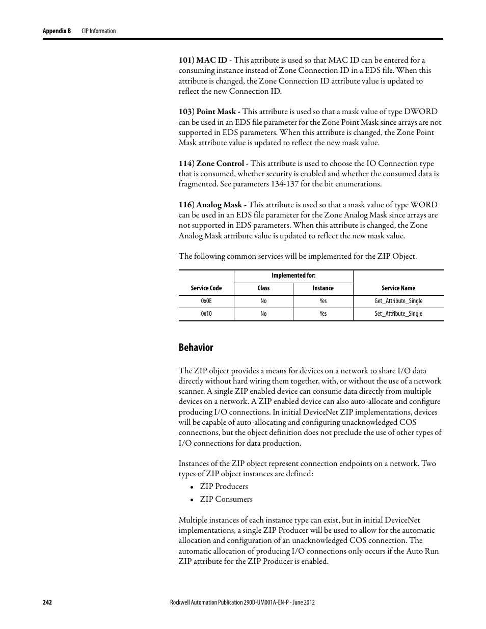 Behavior | Rockwell Automation 294D ArmorStart LT Distributed Motor Controller DeviceNet Version - User Manual User Manual | Page 242 / 254