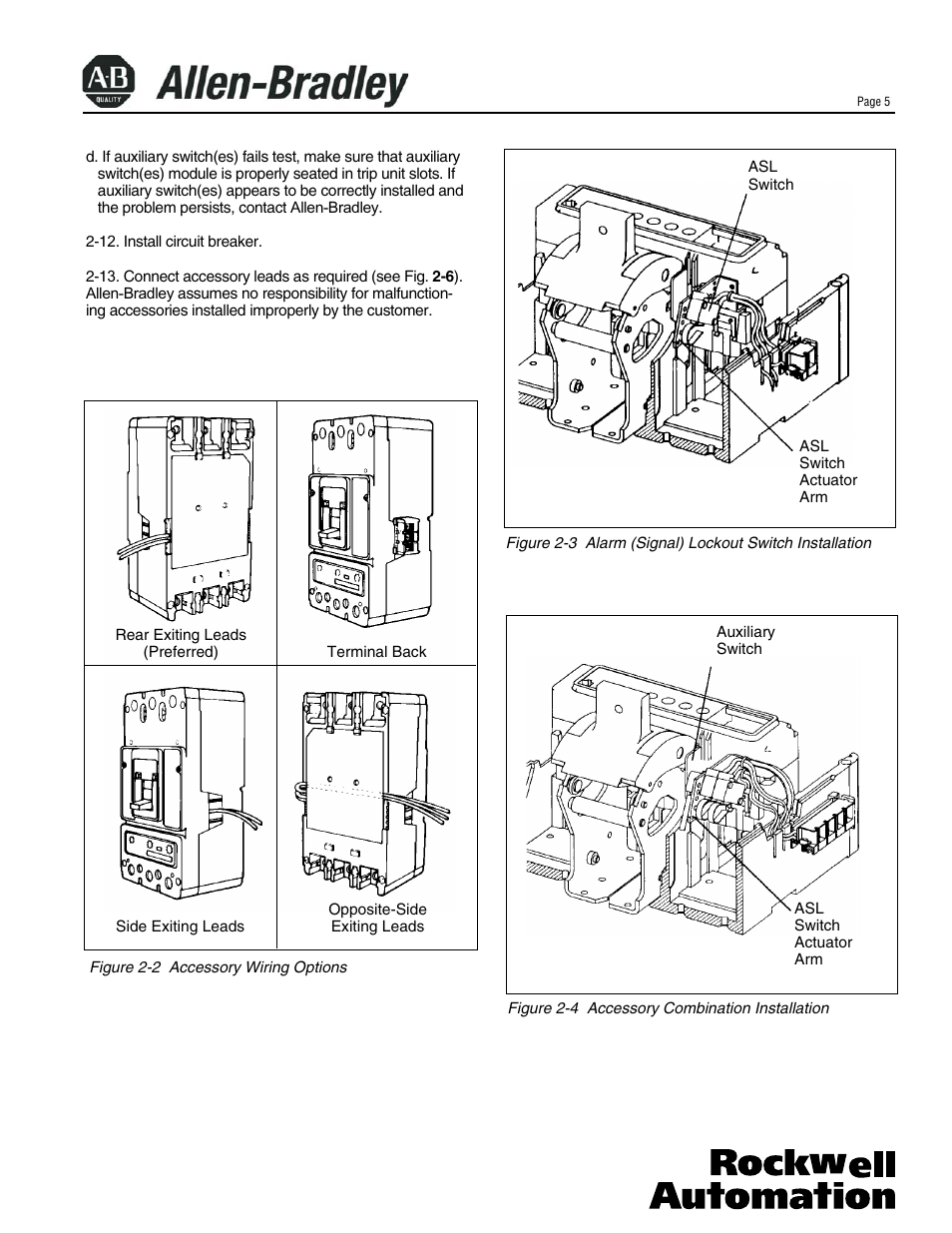 Rockwell Automation 140U N-Frame CB Alarm Switch and Alarm Auxiliary Switch Combination User Manual | Page 5 / 6