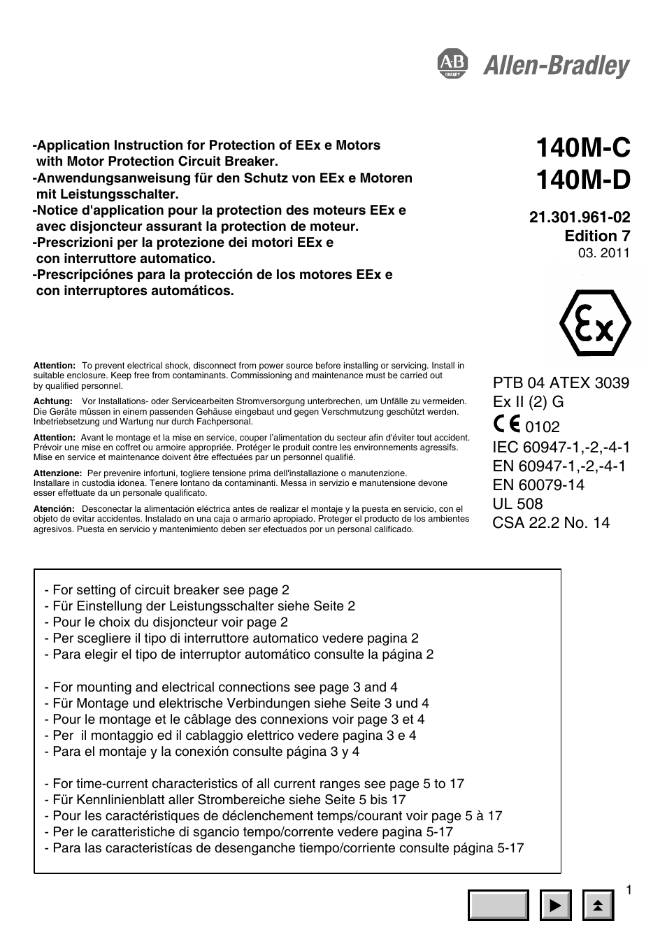 Rockwell Automation 140M-D8E-... Motor Protection Circuit Breaker, Protection of EEx e Motors User Manual | Page 2 / 18