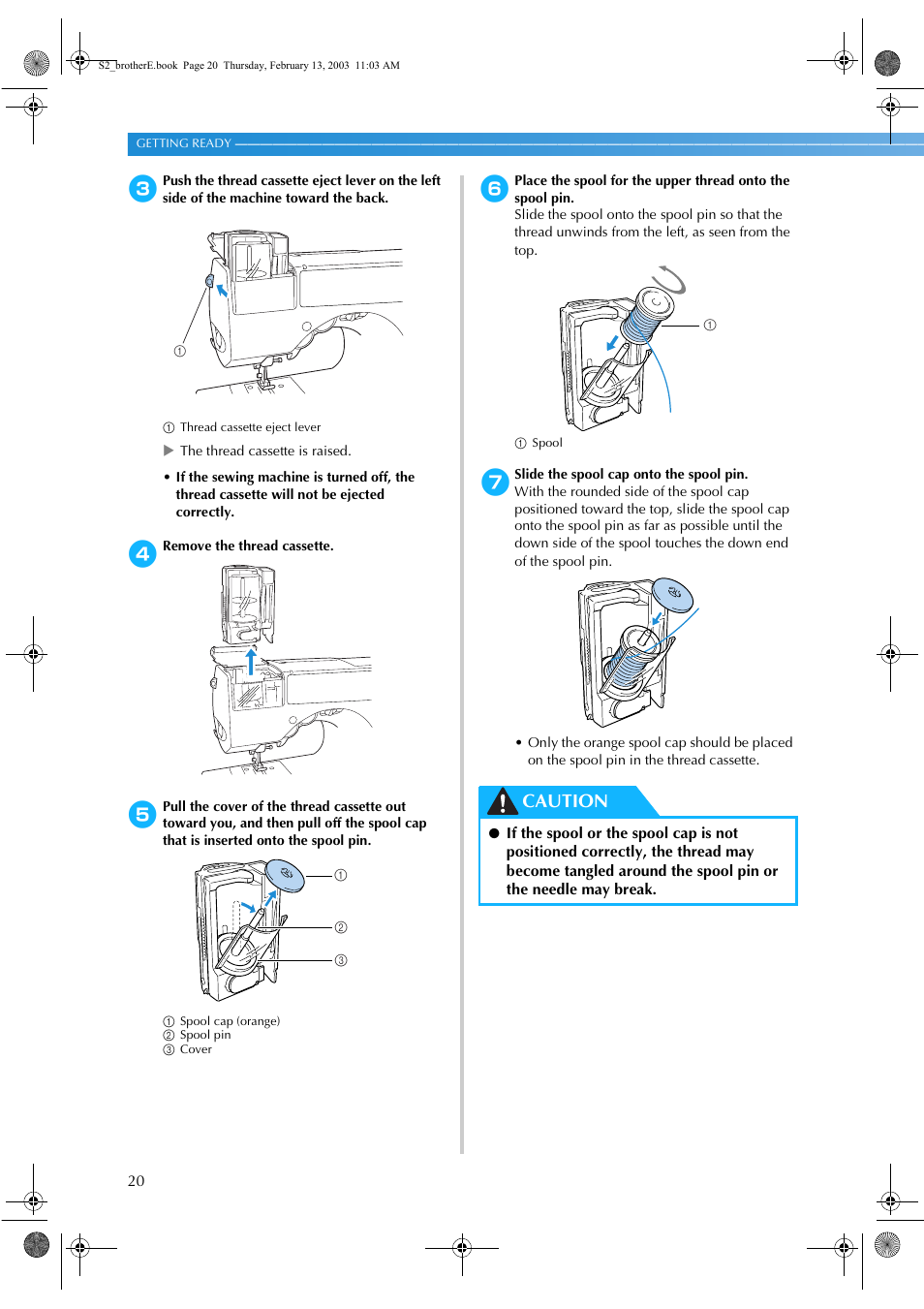 Caution | Brother CS 80 User Manual | Page 26 / 115