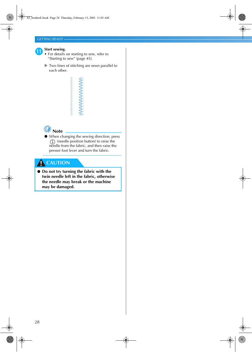 Caution | Brother CS 80 User Manual | Page 34 / 115